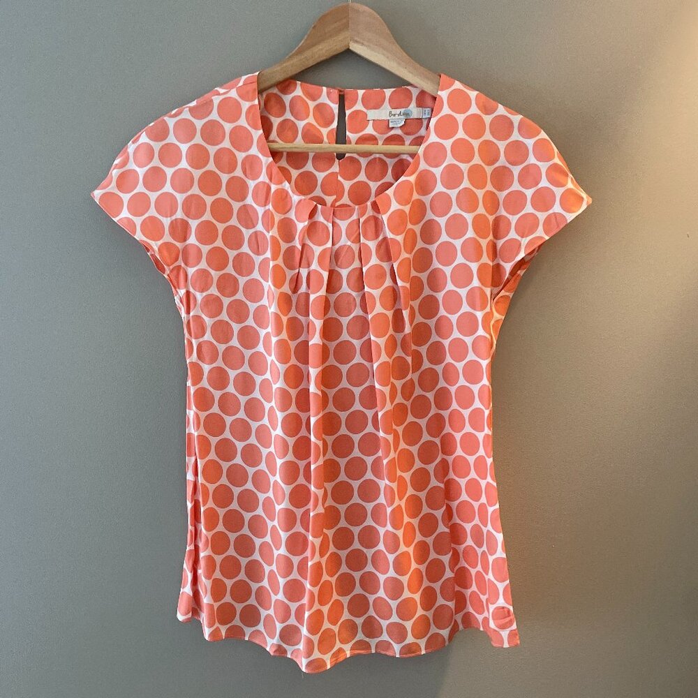 NWOT Boden Ravello Silk Blouse Top Peach Pink Dot Size 2